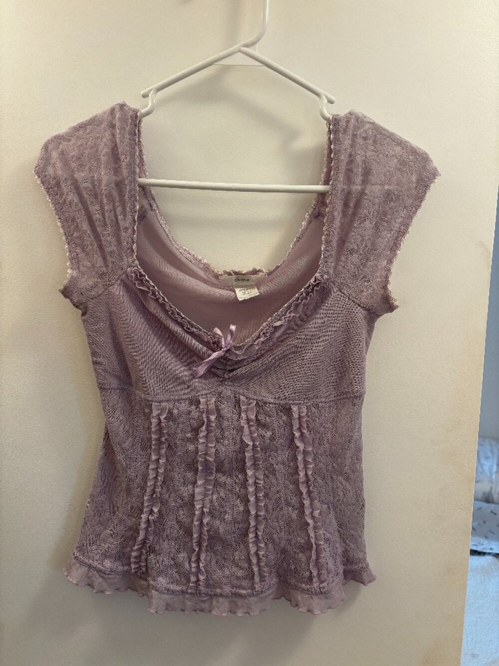 Vintage H&M Lilac Lace Top Short Sleeve Size 4